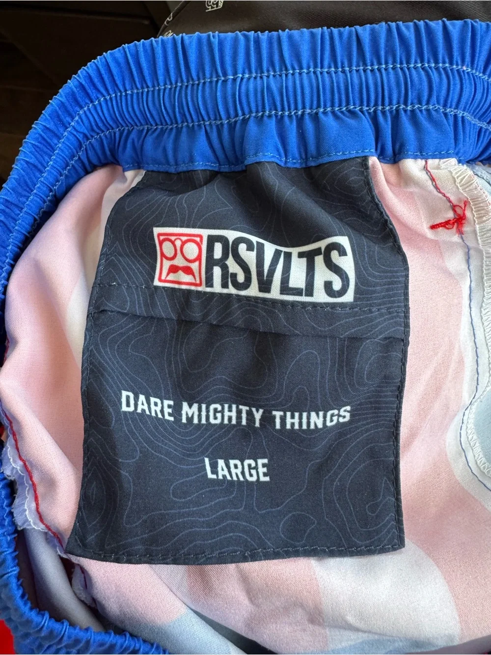 RSVLTS x ROCKY 'Hearts On Fire' Mens Hybrid Swim Boxing USA Shorts - L, EUC